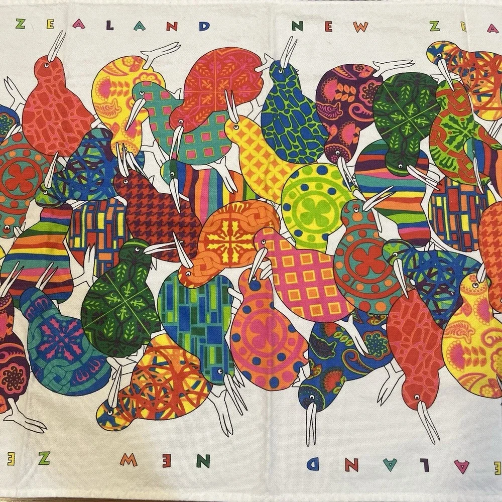 New‎ Zealand Kiwi Bird Tea Towel Colorful Kiwiana Wall Art Boho Decor Cotton